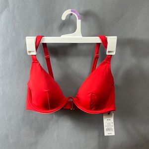 Women’s red shade and shore swim top.